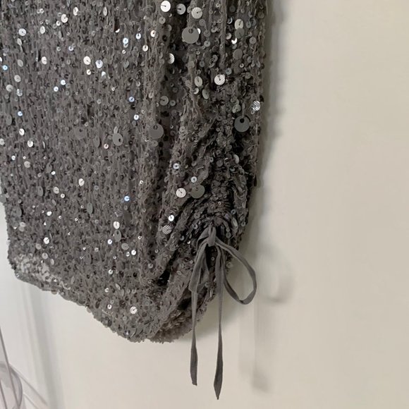 Gold Hawk Sequin Silk Renoir Tunic Grey Large - Picture 5 of 8